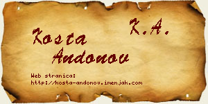 Kosta Andonov vizit kartica